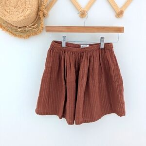 H&M Girls Brown Gold Pinstriped Skirt Size 6